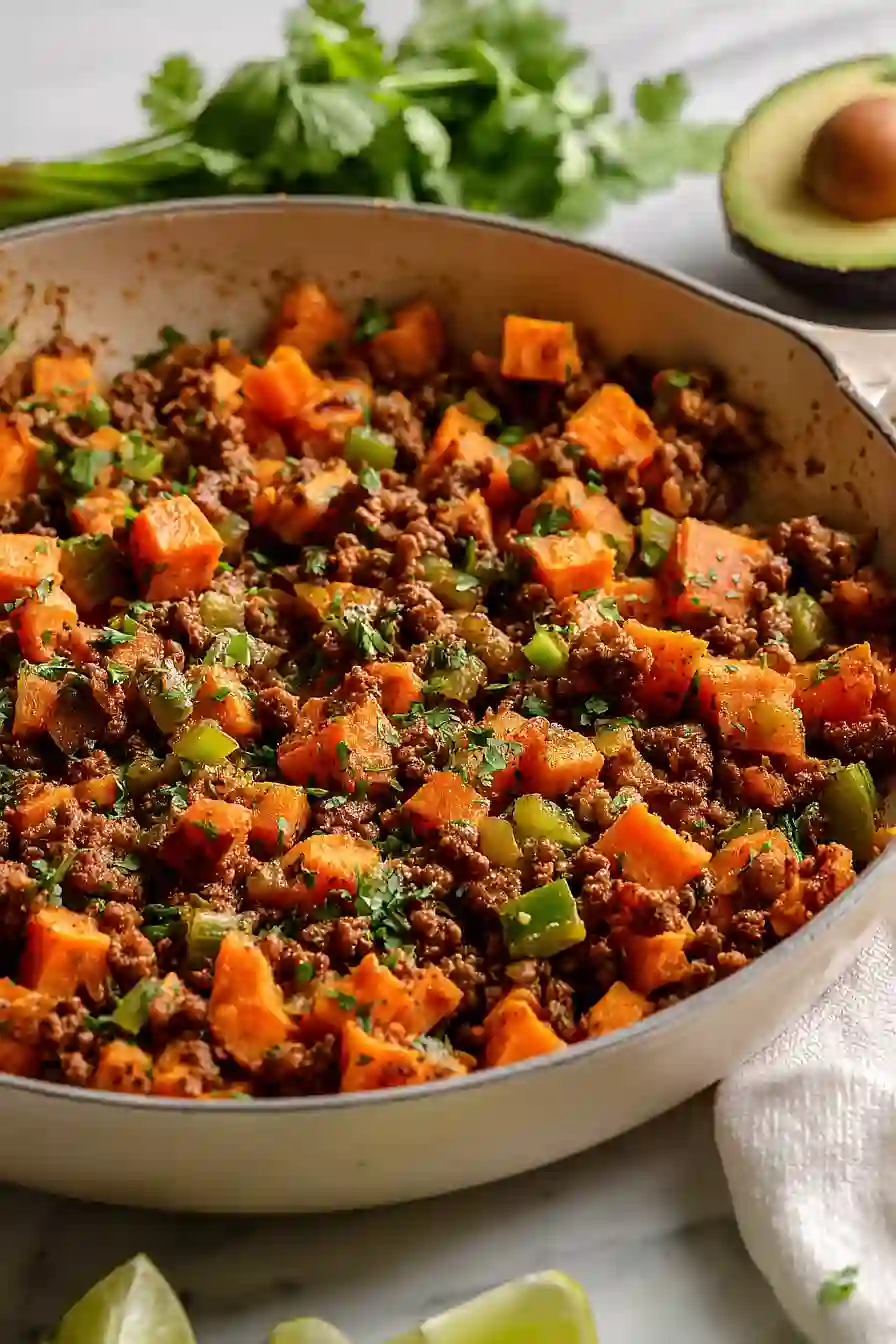 ground beef and sweet potato hash