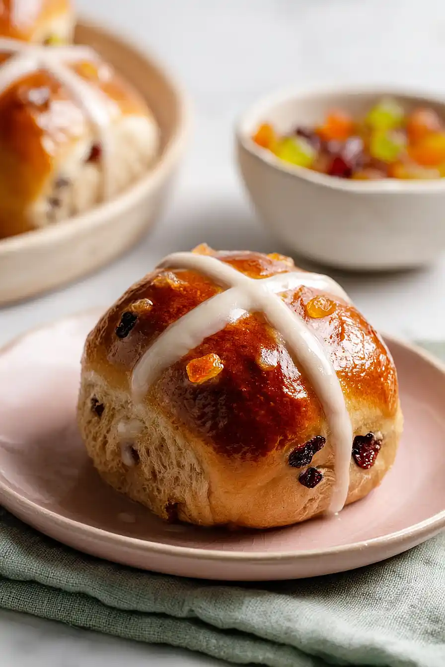 hot cross buns with candied fruit