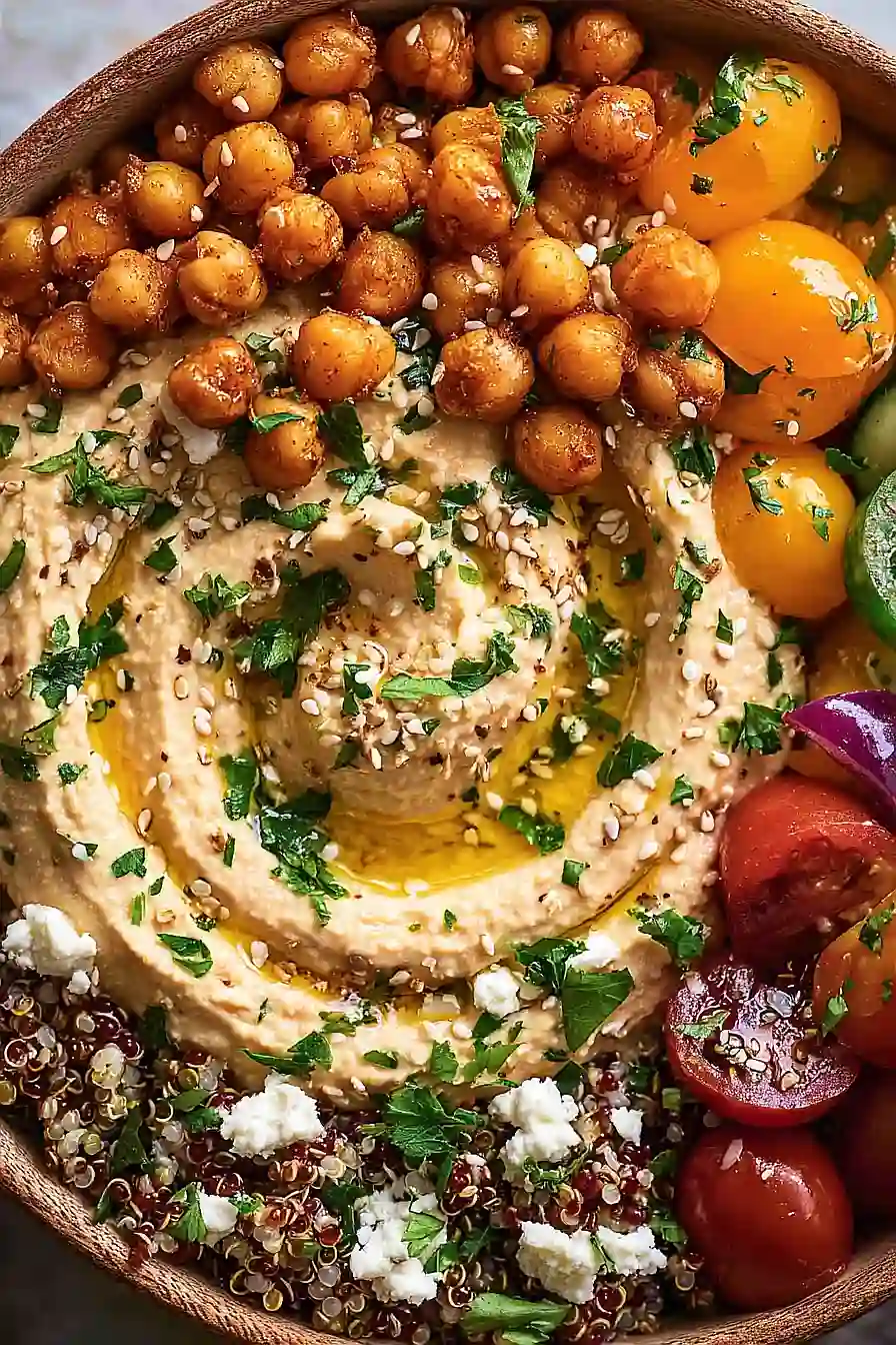 mediterranean bowl with hummus