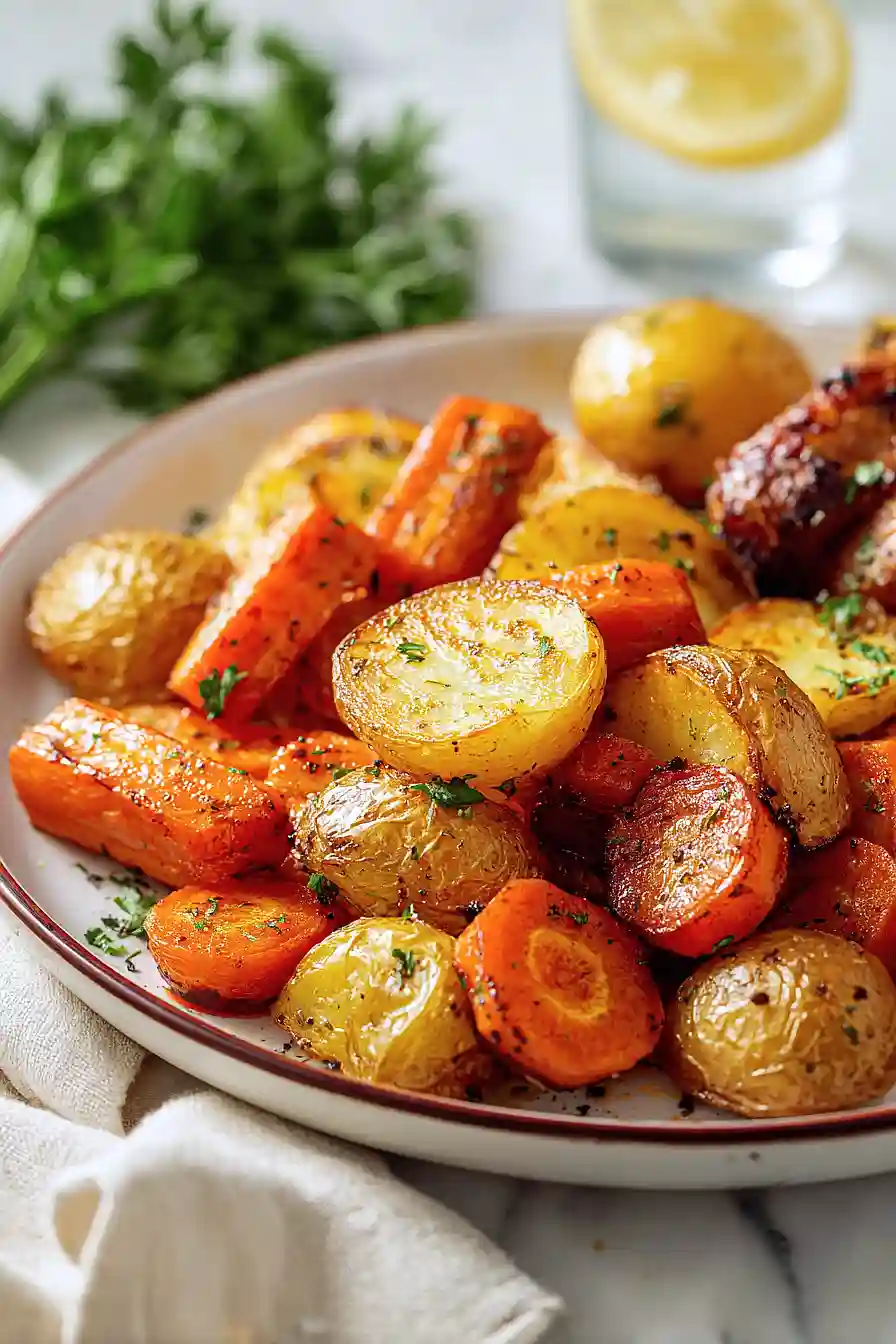 roasted potatoes and carrots