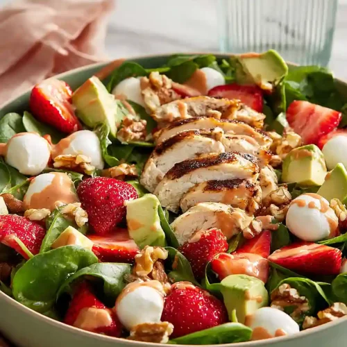 strawberry, chicken, and avocado salad