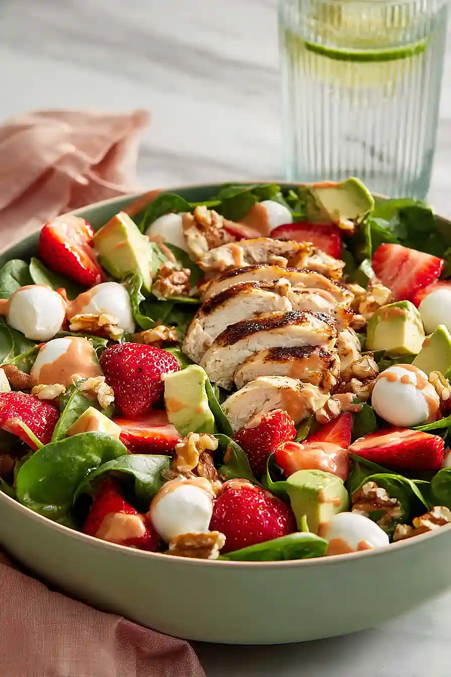 strawberry, chicken, and avocado salad