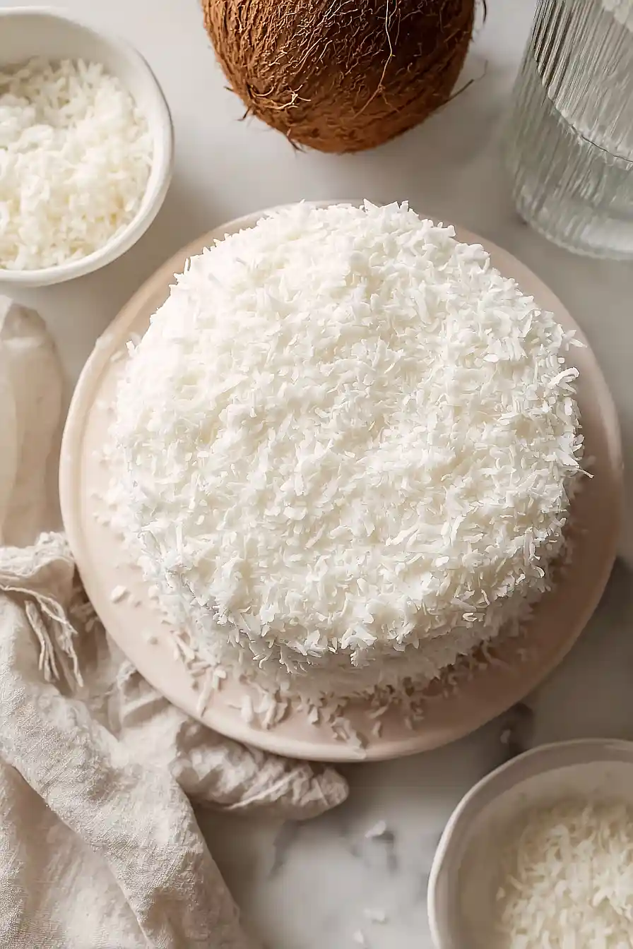 coconut cake with buttercream frosting