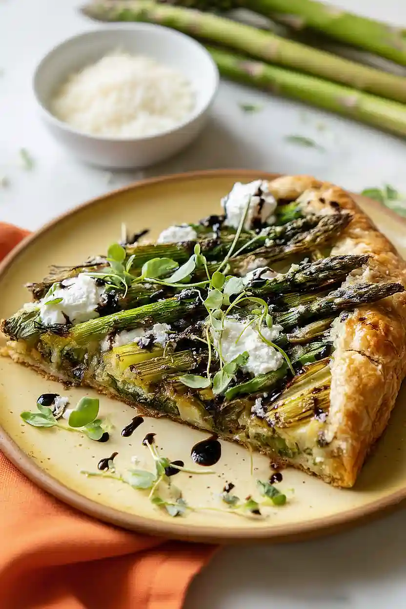 asparagus galette with leeks