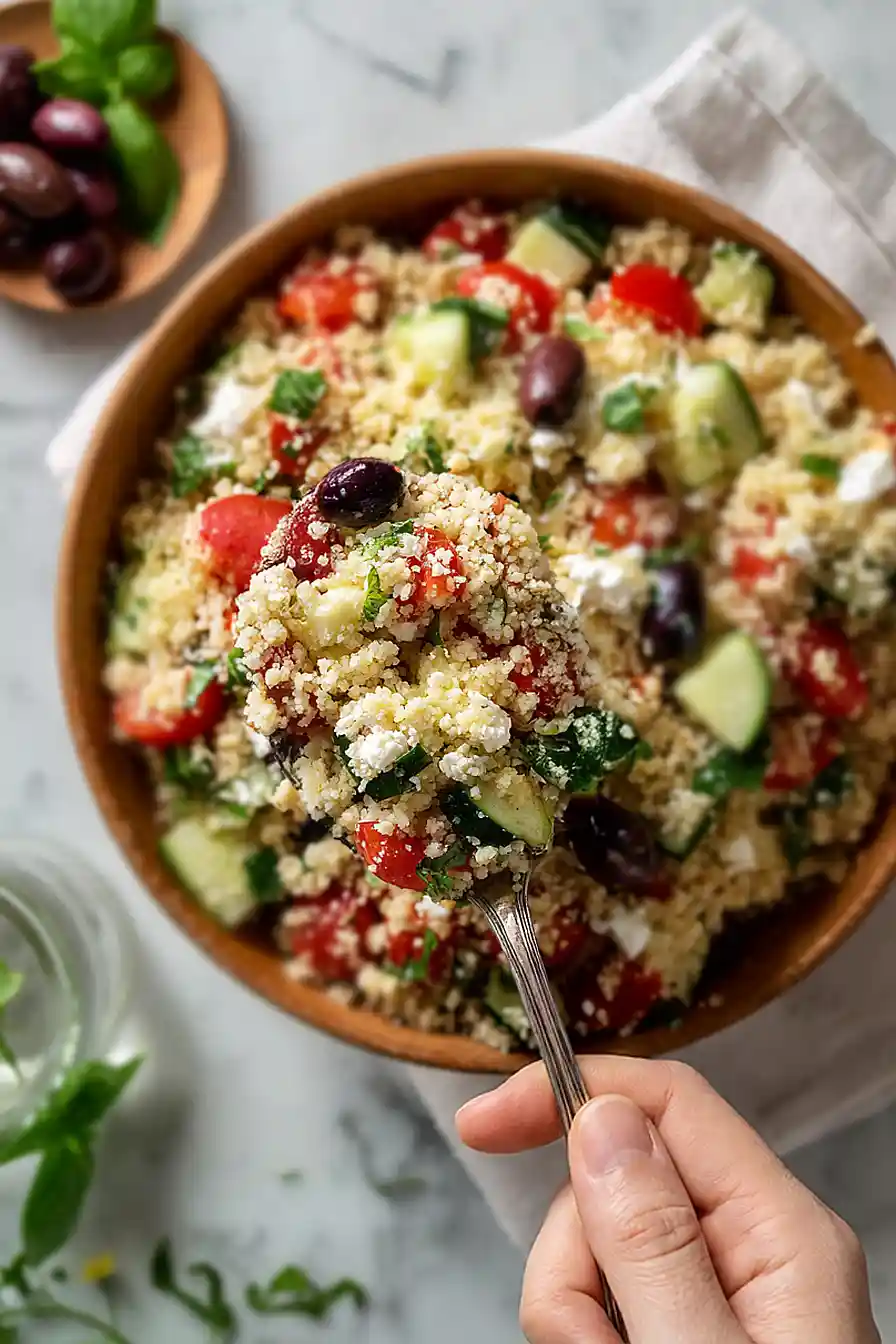 mediterranean couscous salad with feta