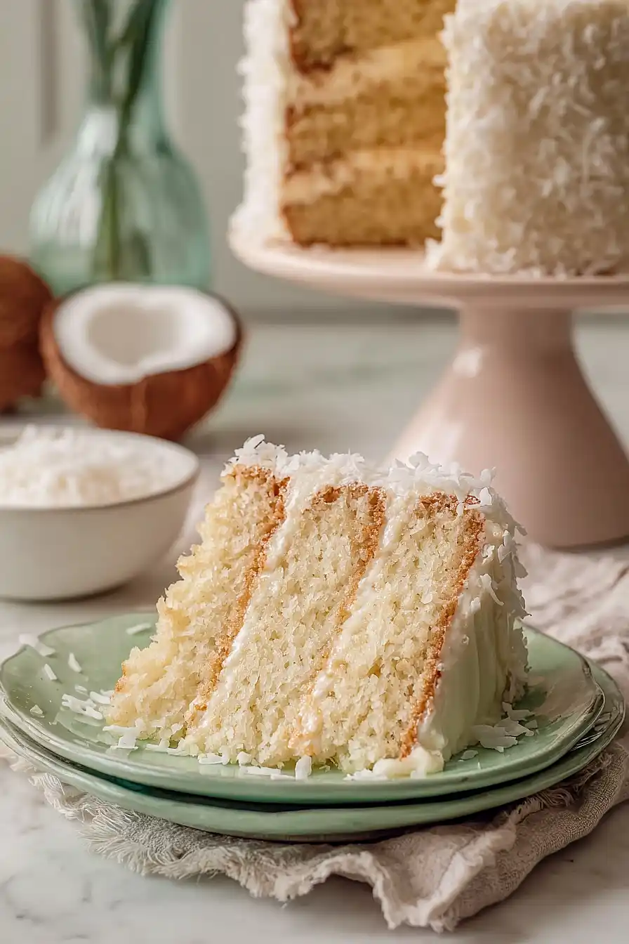 coconut cake with buttercream frosting