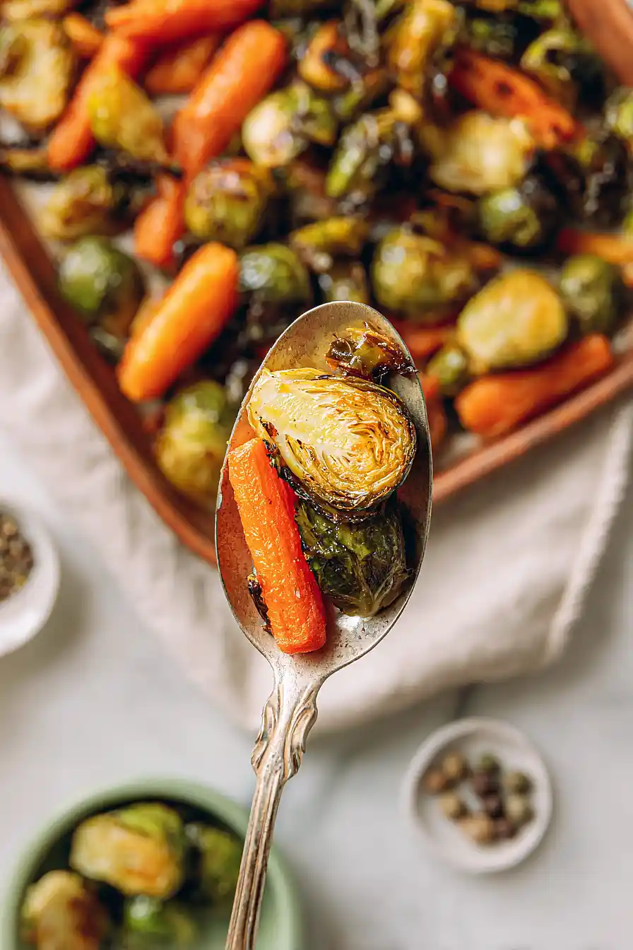 roasted brussels sprouts and carrots