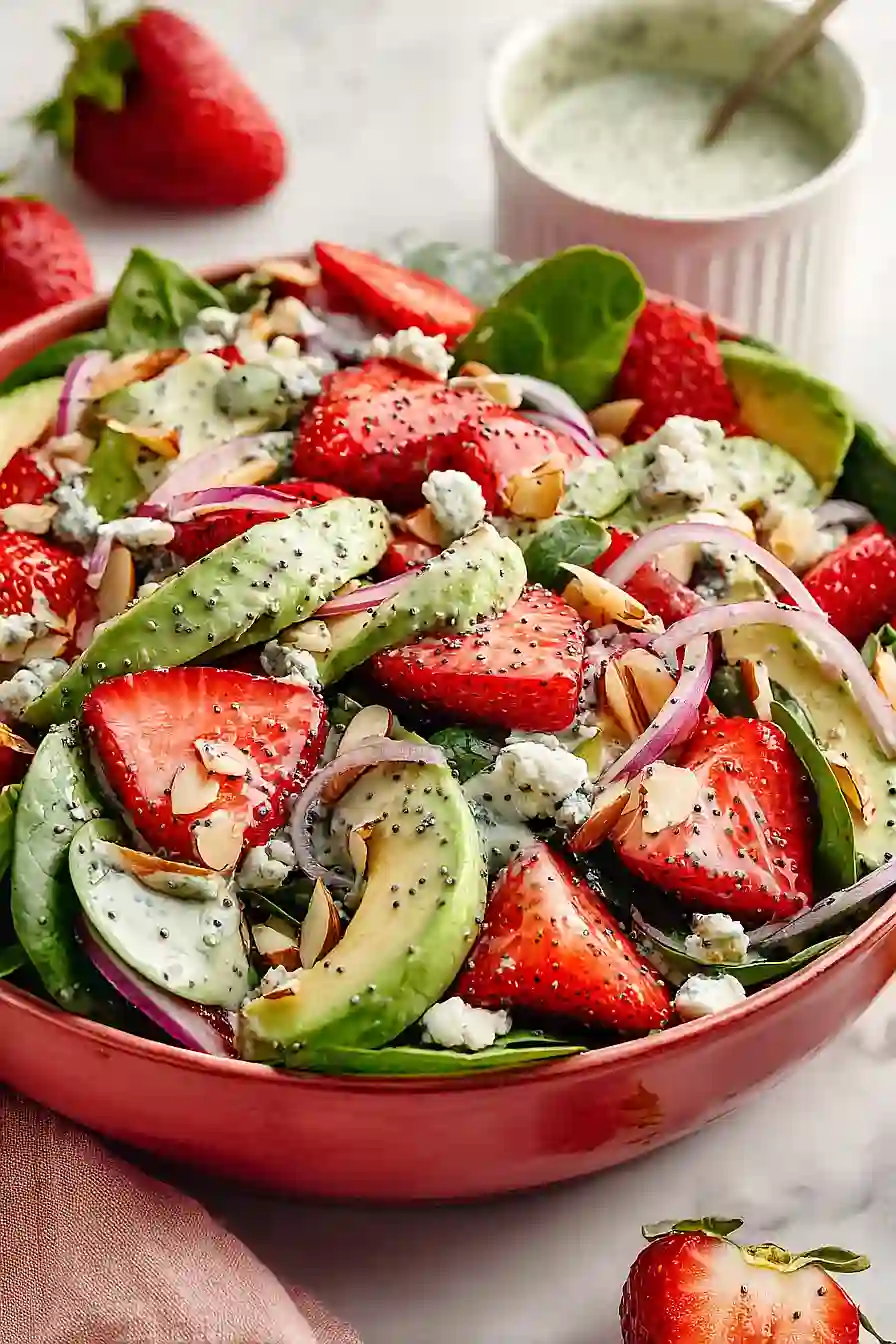 strawberry avocado salad with poppyseed