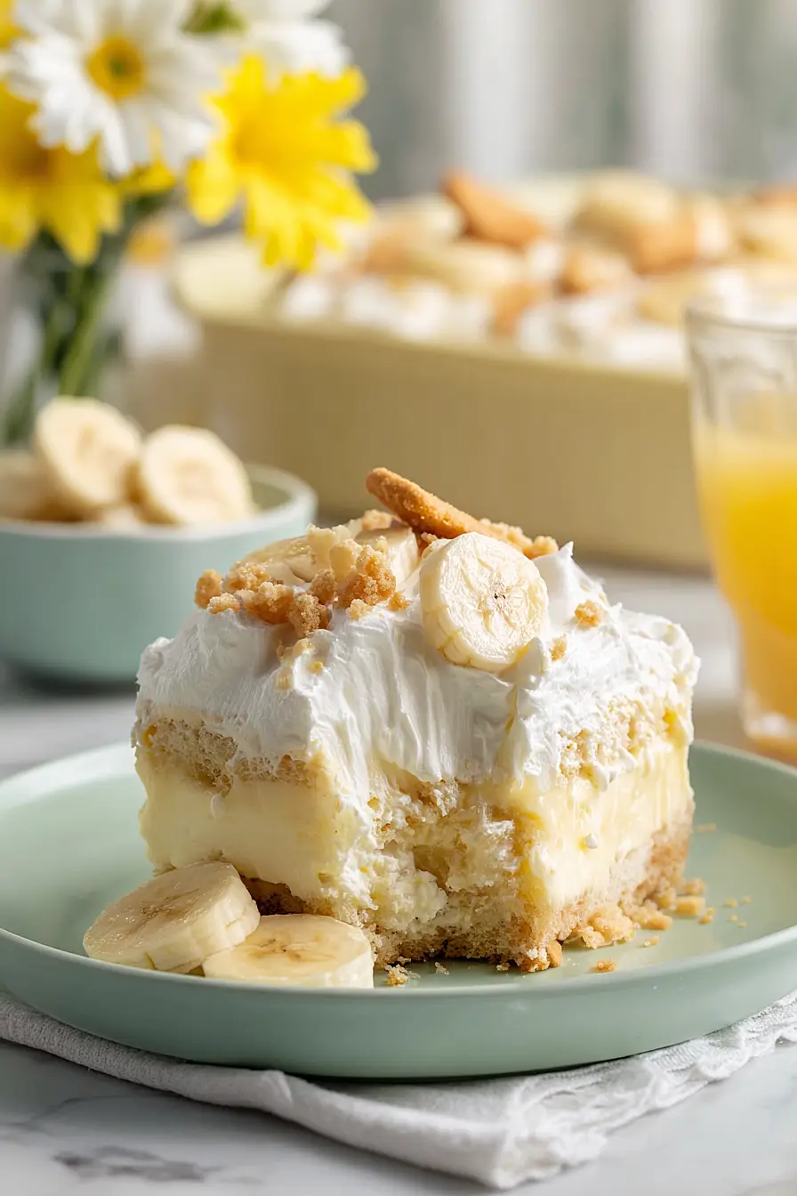 banana pudding poke cake