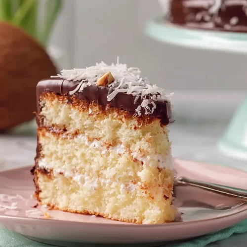 coconut cake with chocolate frosting