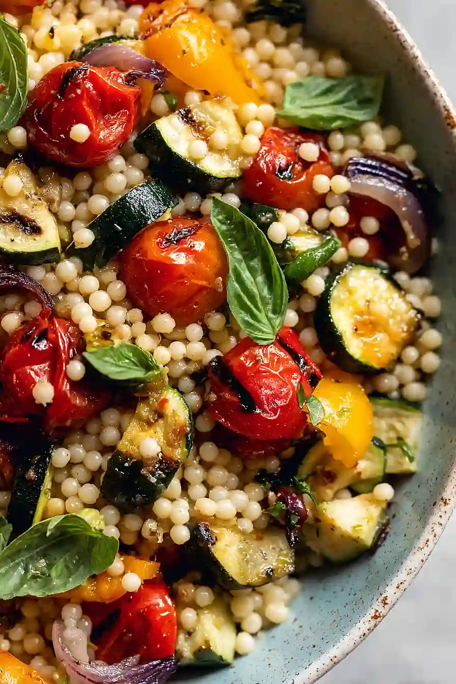 israeli couscous salad with roasted vegetables