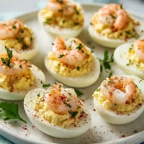 deviled eggs with shrimps
