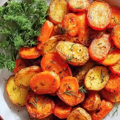 roasted potatoes and carrots