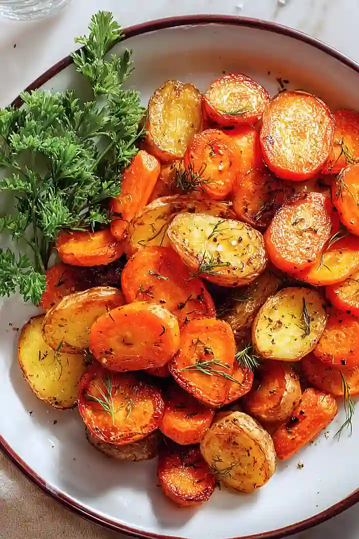 roasted potatoes and carrots