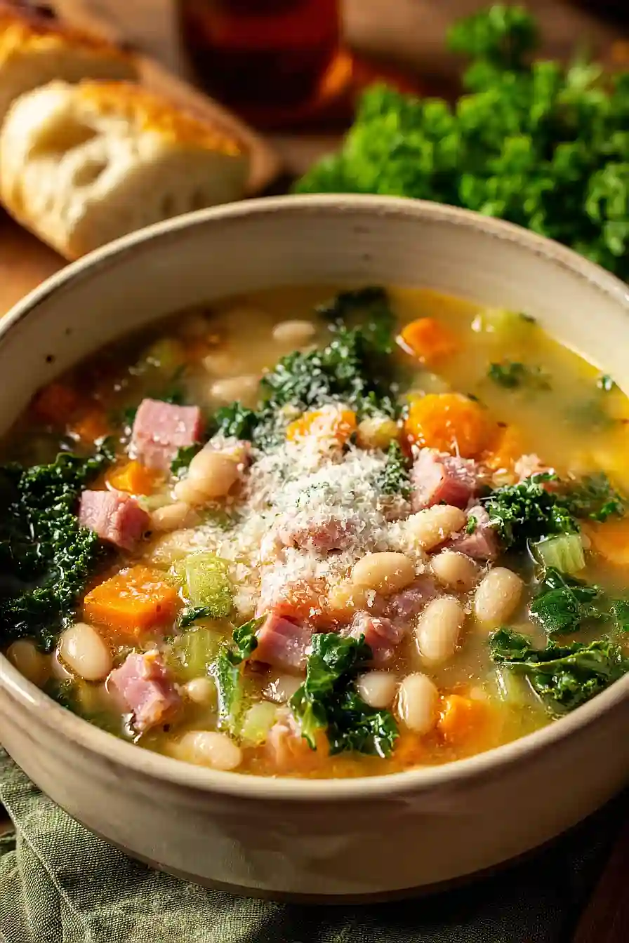white bean soup with ham and kale