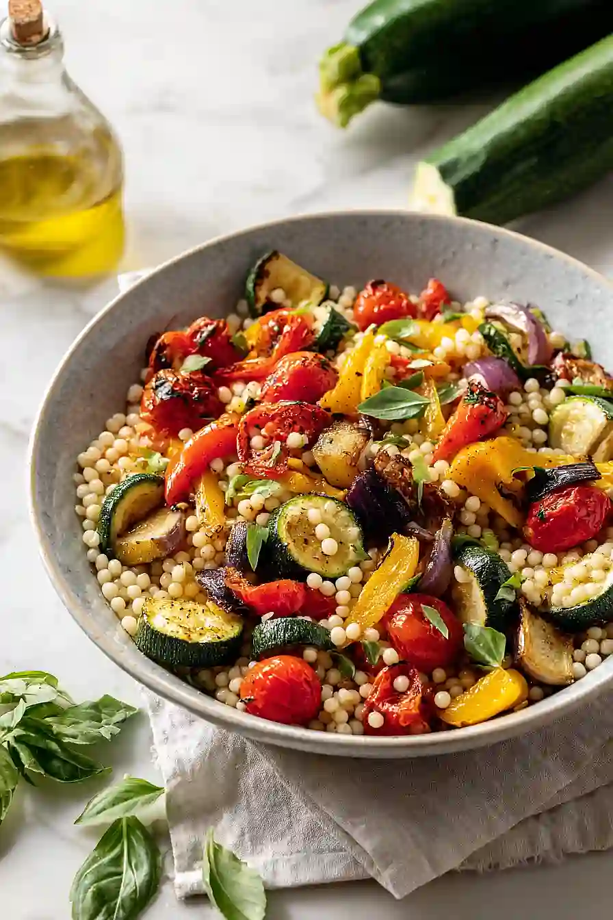 israeli couscous salad with roasted vegetables