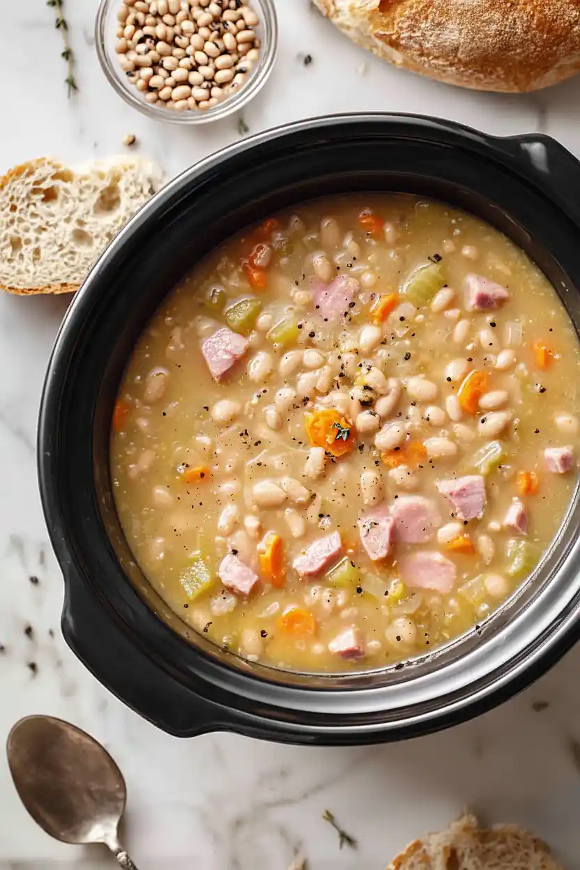 slow cooker ham bone navy bean soup