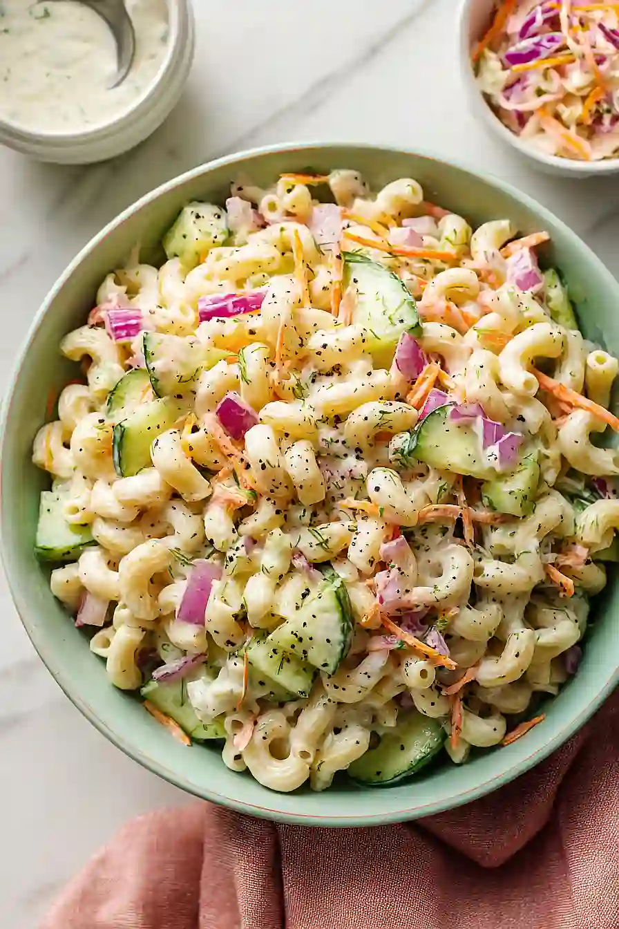 cucumber pasta salad with coleslaw dressing