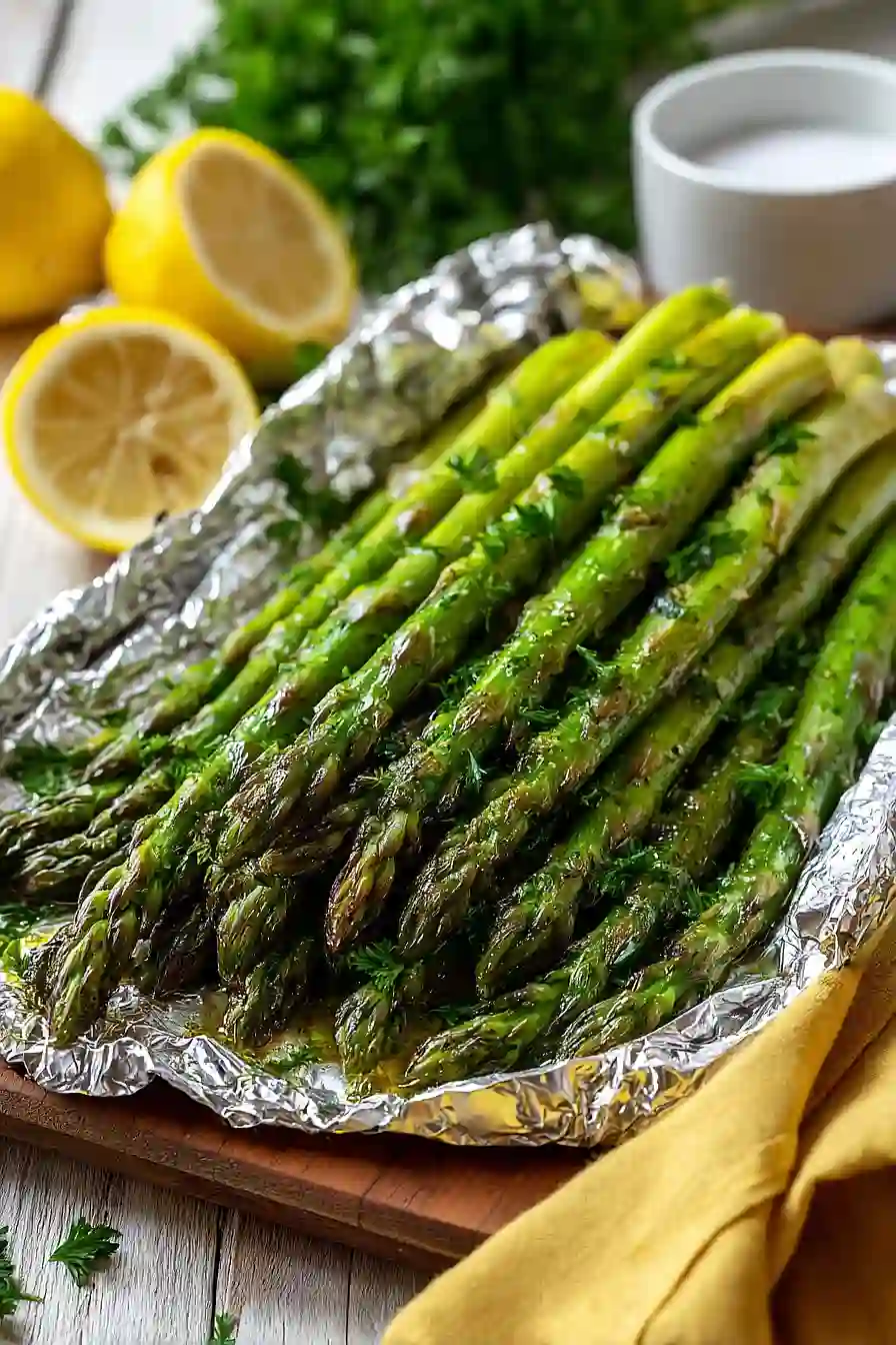 grilled asparagus in foil