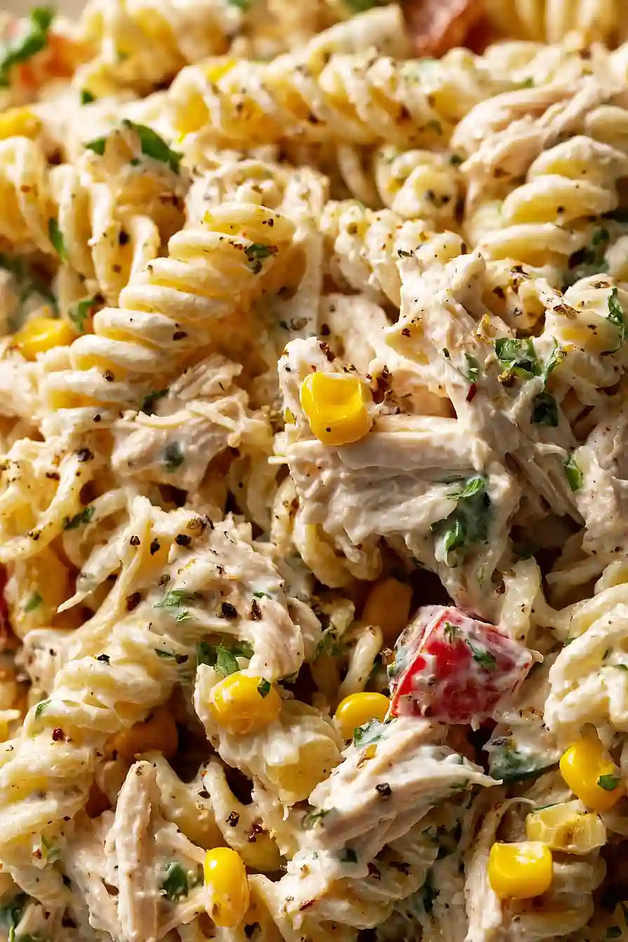 chicken pasta salad with creamy greek yogurt dressing