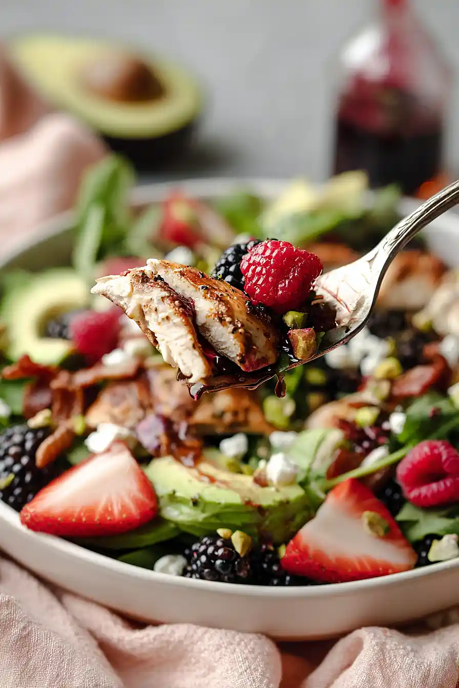spring mix salad with raspberry dressing