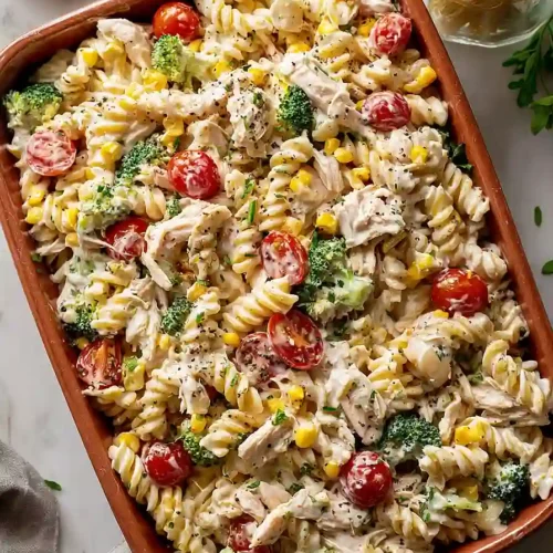 chicken pasta salad with creamy greek yogurt dressing