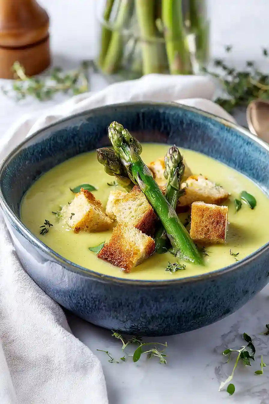 vegan cream of asparagus soup with coconut milk