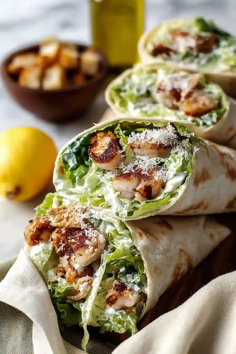 grilled shrimp caesar wraps