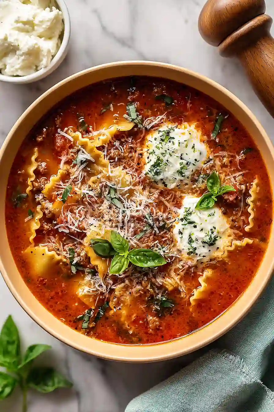 Lasagna Soup With Spinach And Ricotta