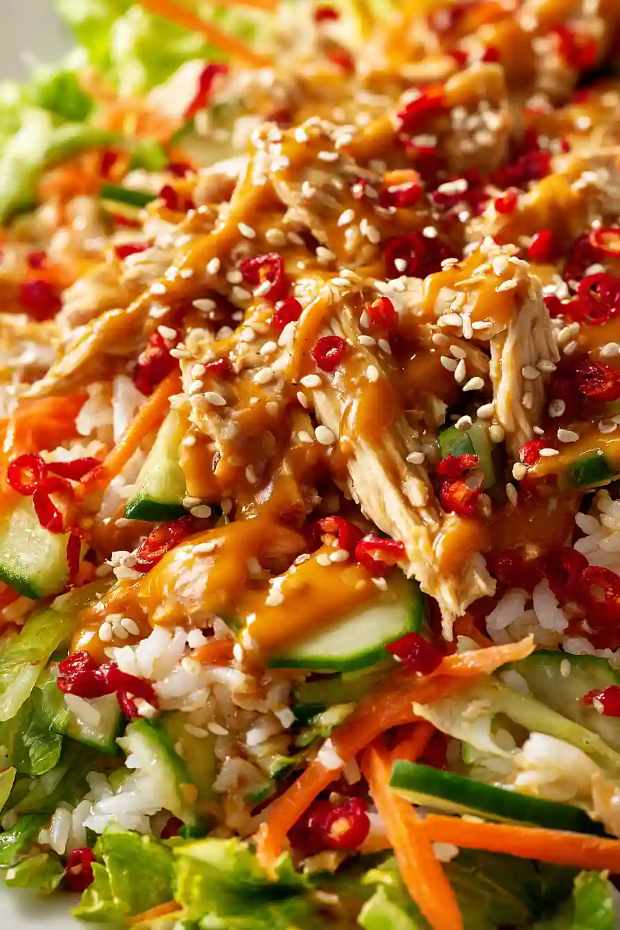 bang bang chicken crispy rice salad