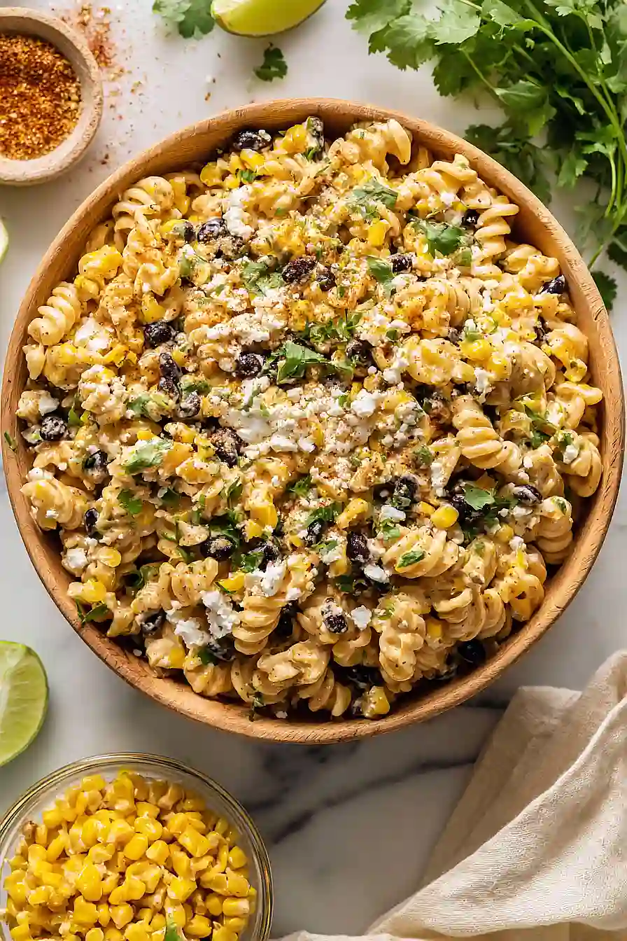 vegan mexican street corn pasta salad