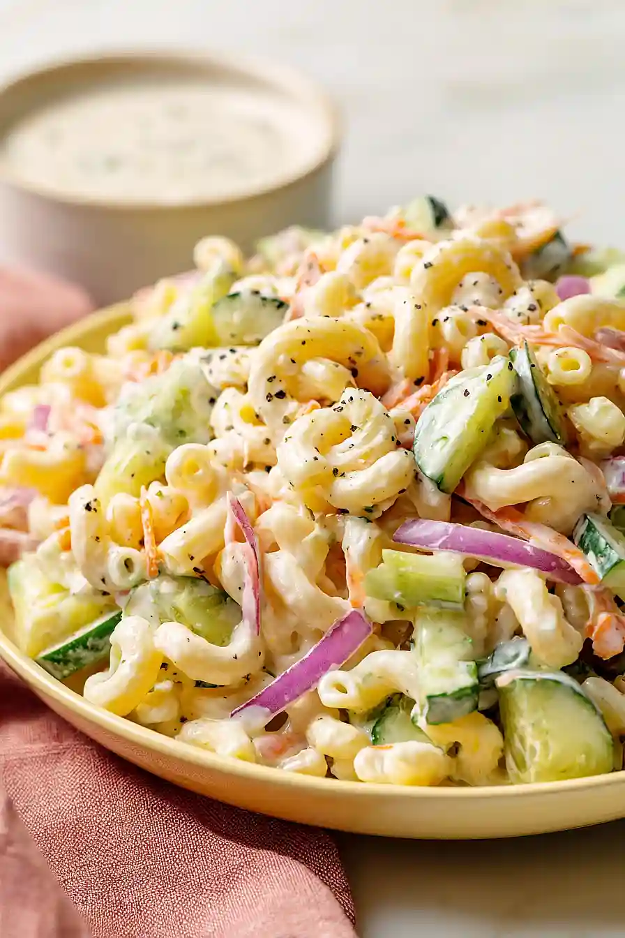 cucumber pasta salad with coleslaw dressing