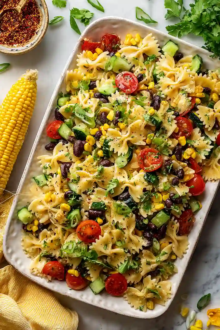vegan bean pasta salad