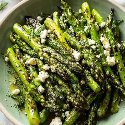 grilled asparagus with lemon and feta