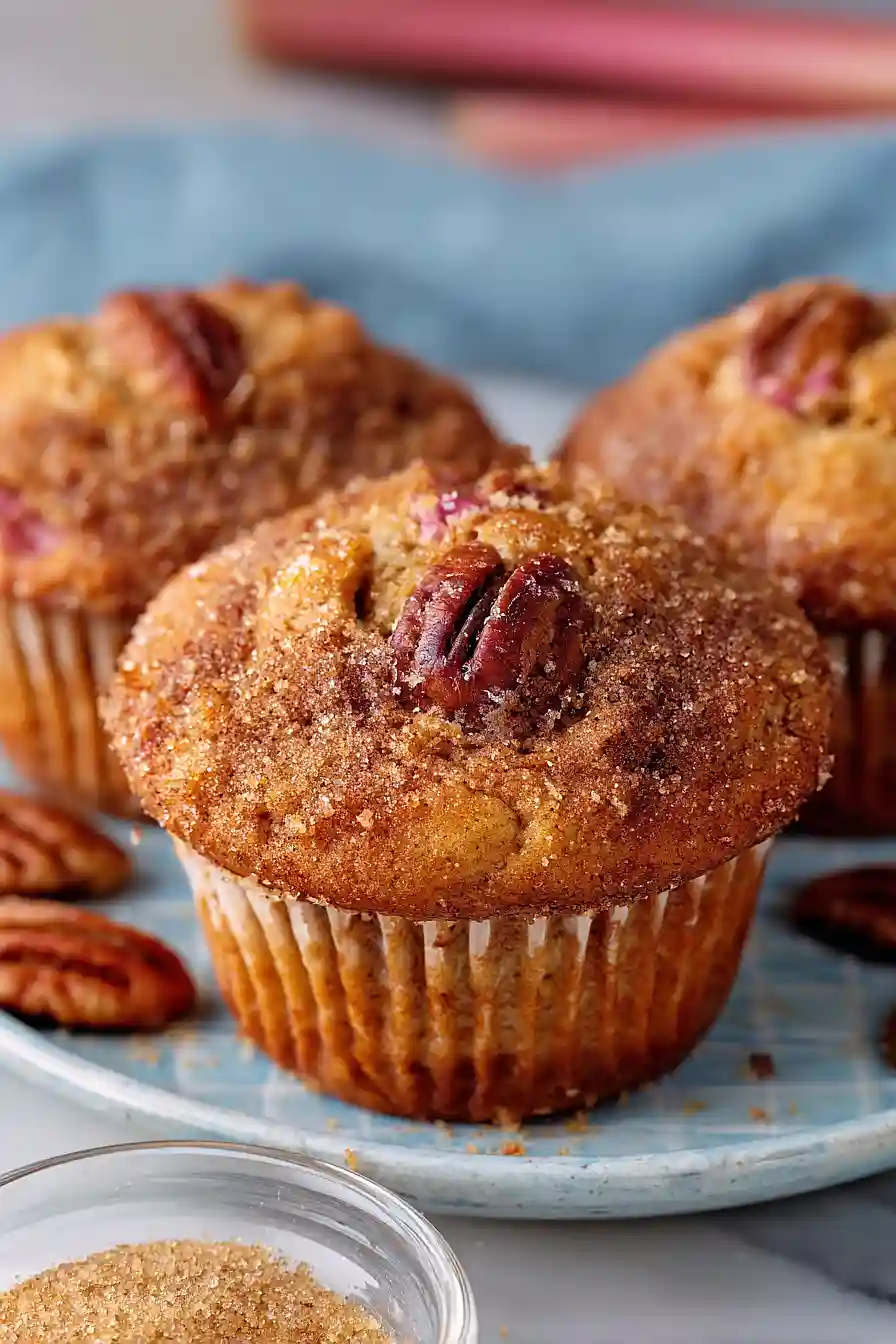 rhubarb pecan muffins