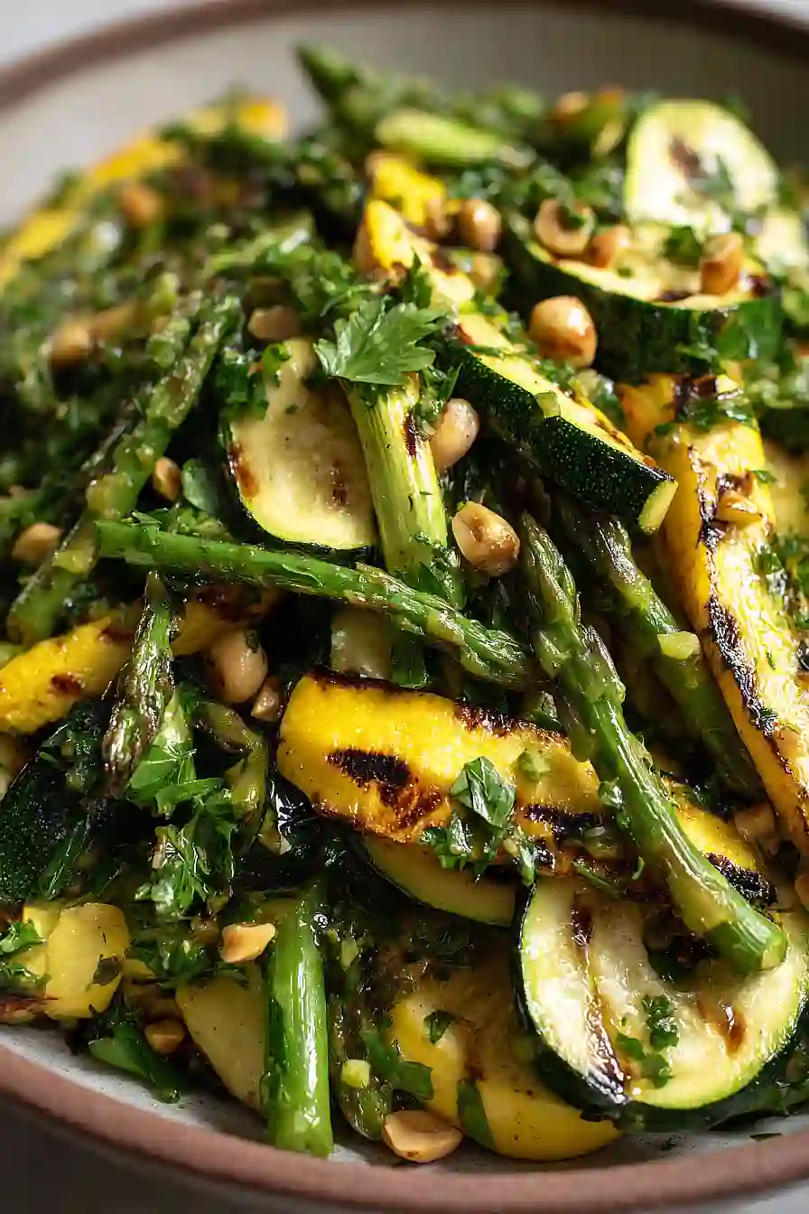 grilled zucchini and asparagus salad