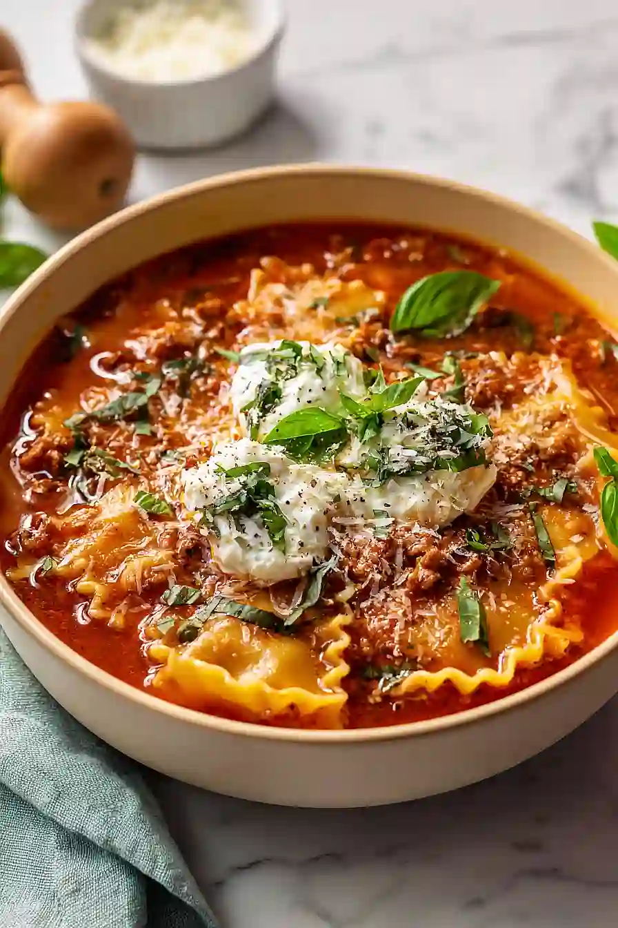 Lasagna Soup With Spinach And Ricotta