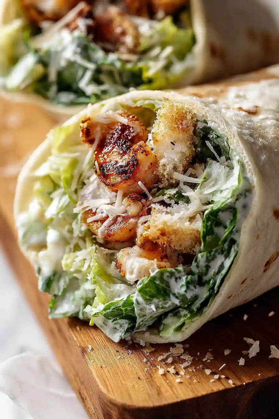 grilled shrimp caesar wraps