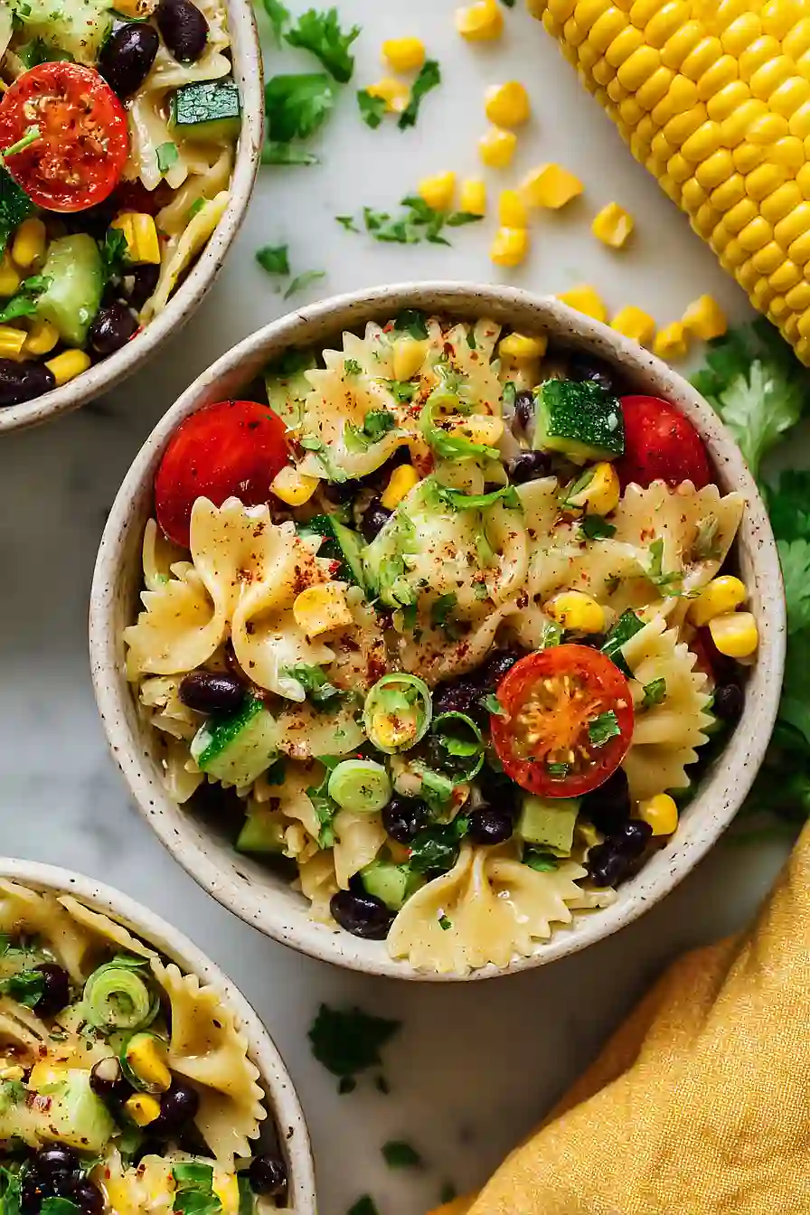 vegan bean pasta salad