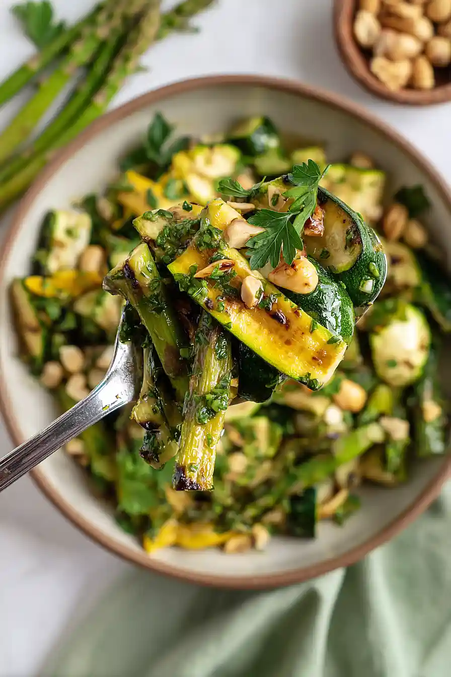 grilled zucchini and asparagus salad