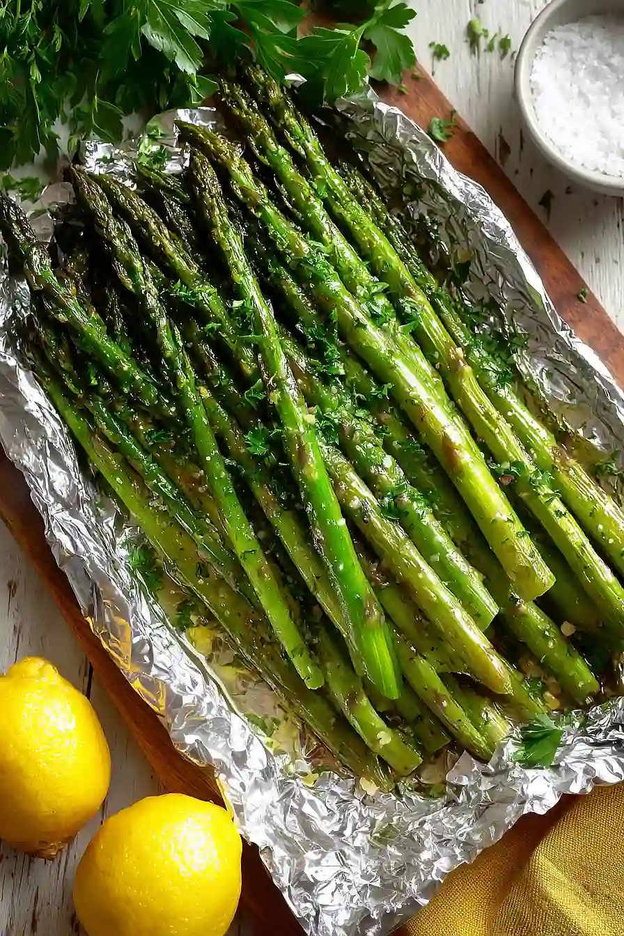 grilled asparagus in foil