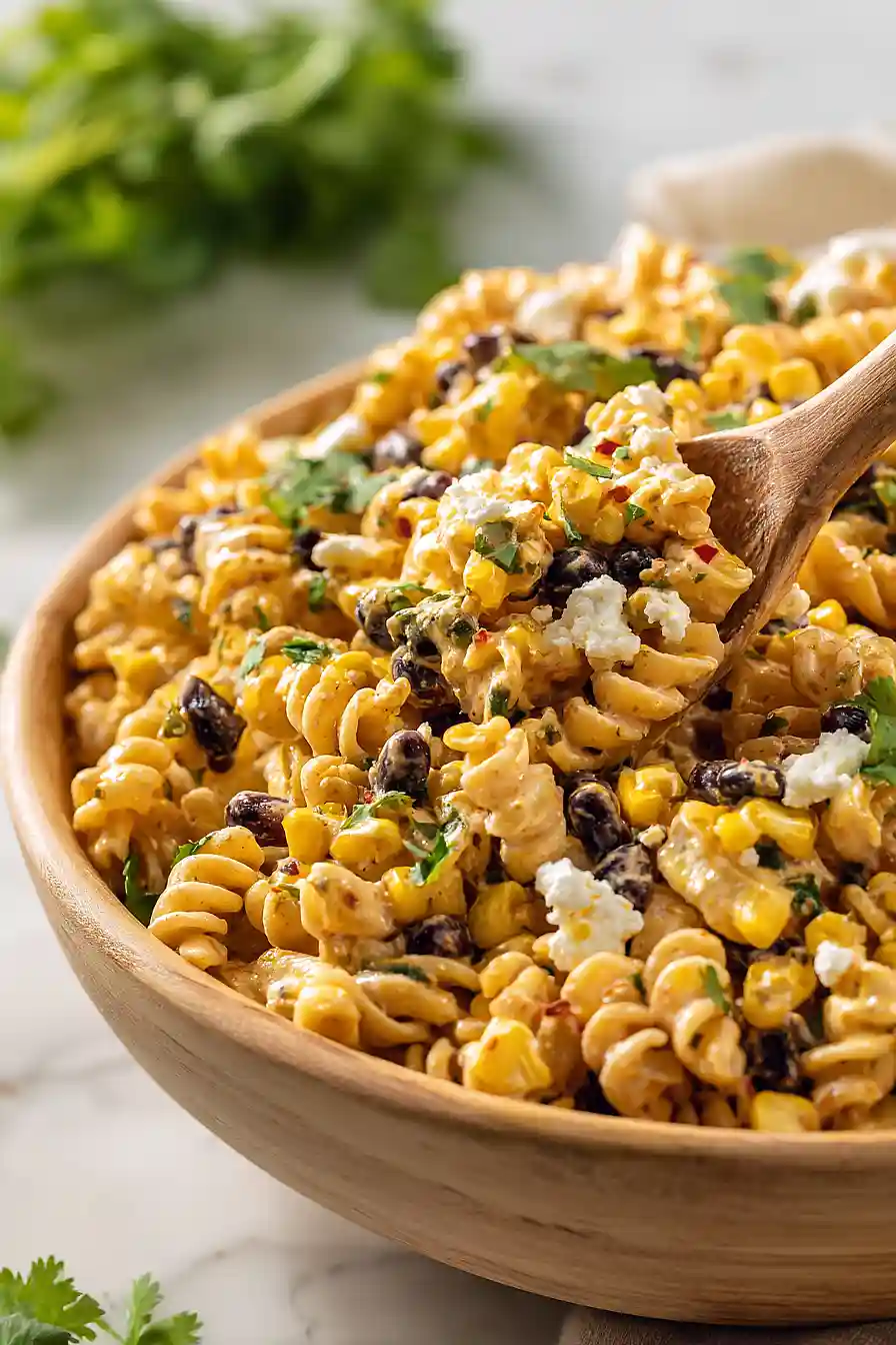 vegan mexican street corn pasta salad