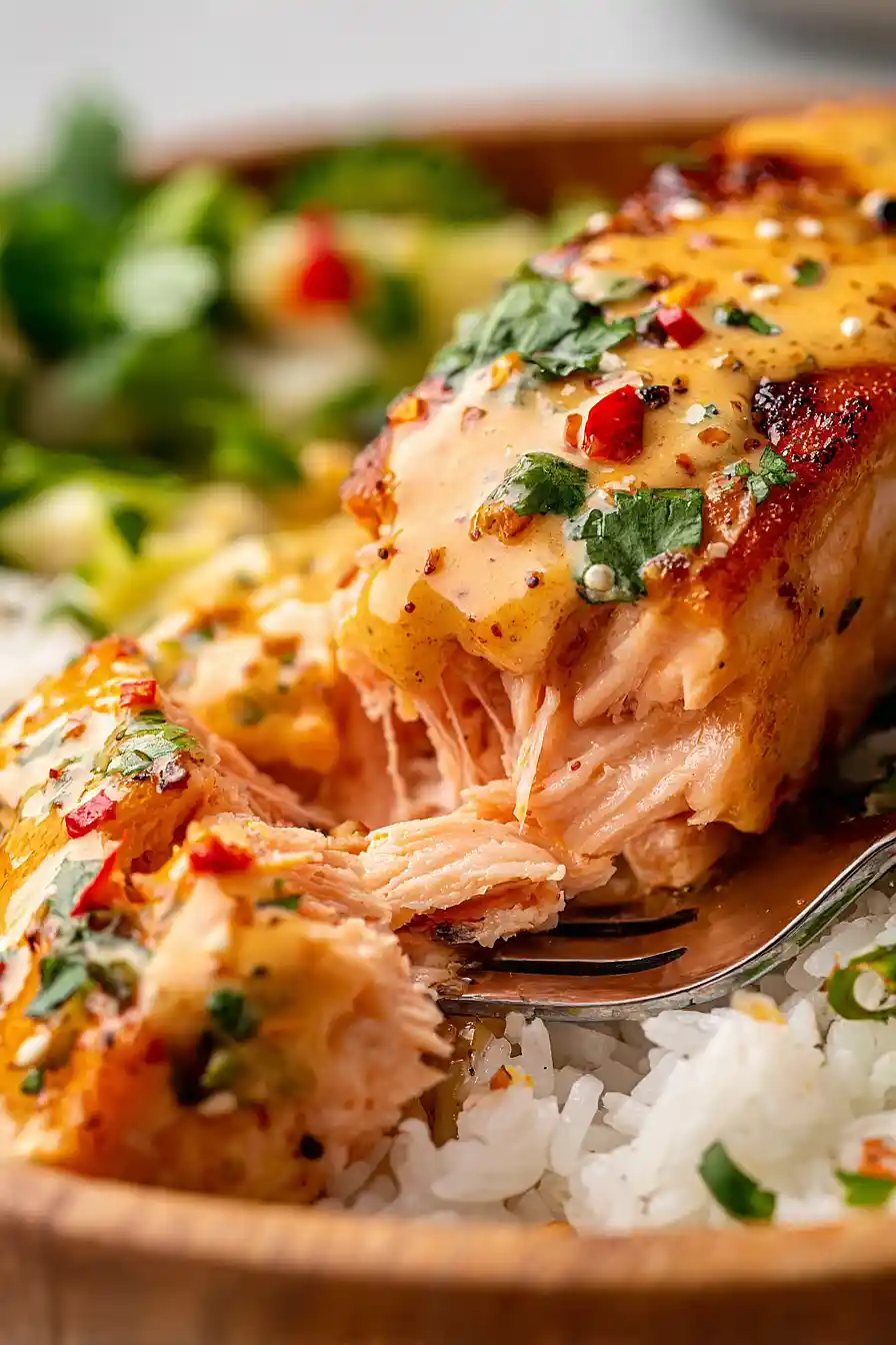 bang bang salmon with avocado cucumber salsa