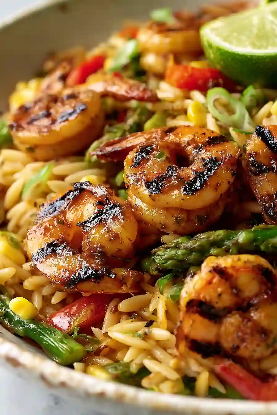 grilled jerk shrimp orzo salad