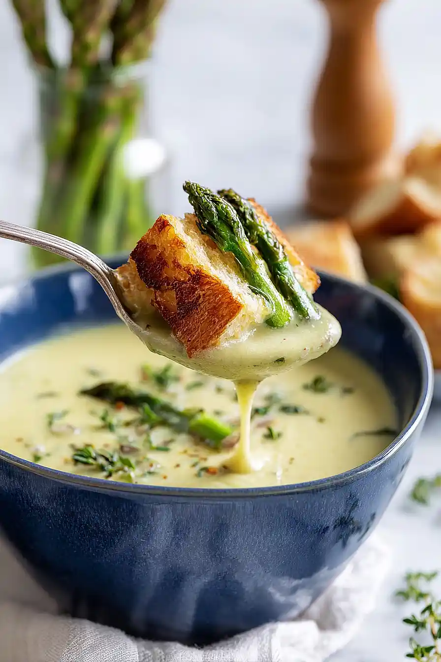 vegan cream of asparagus soup with coconut milk