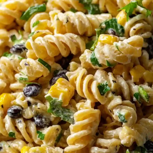 black bean and corn pasta salad with lime greek yogurt dressing