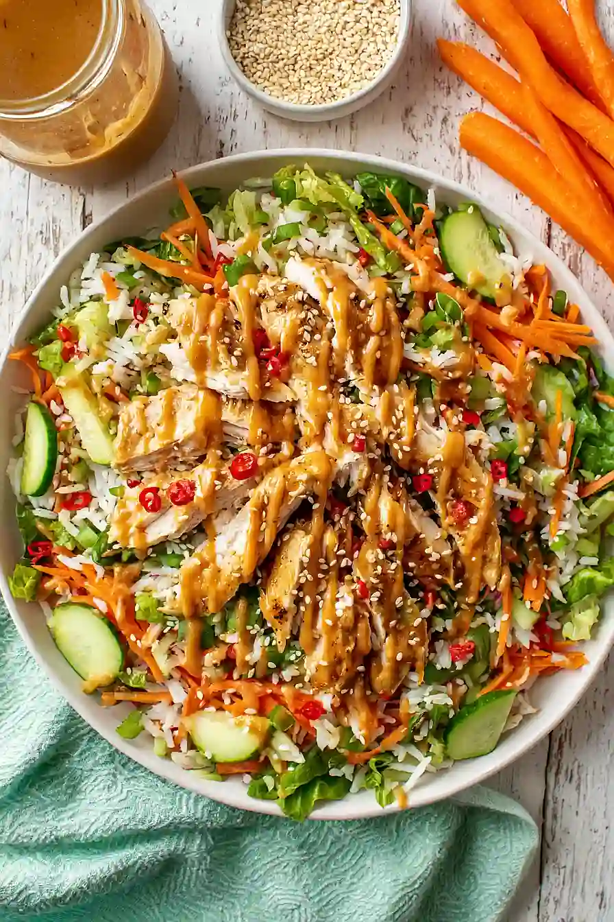 bang bang chicken crispy rice salad