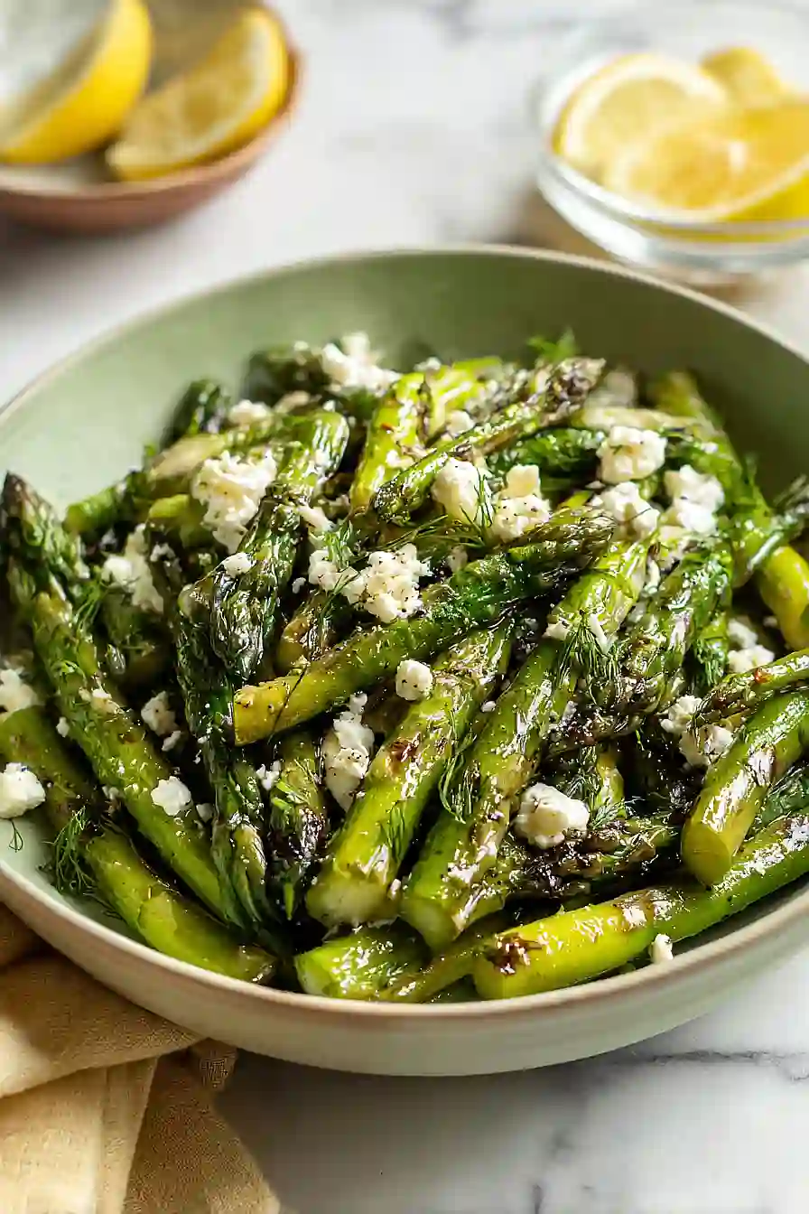 grilled asparagus with lemon and feta