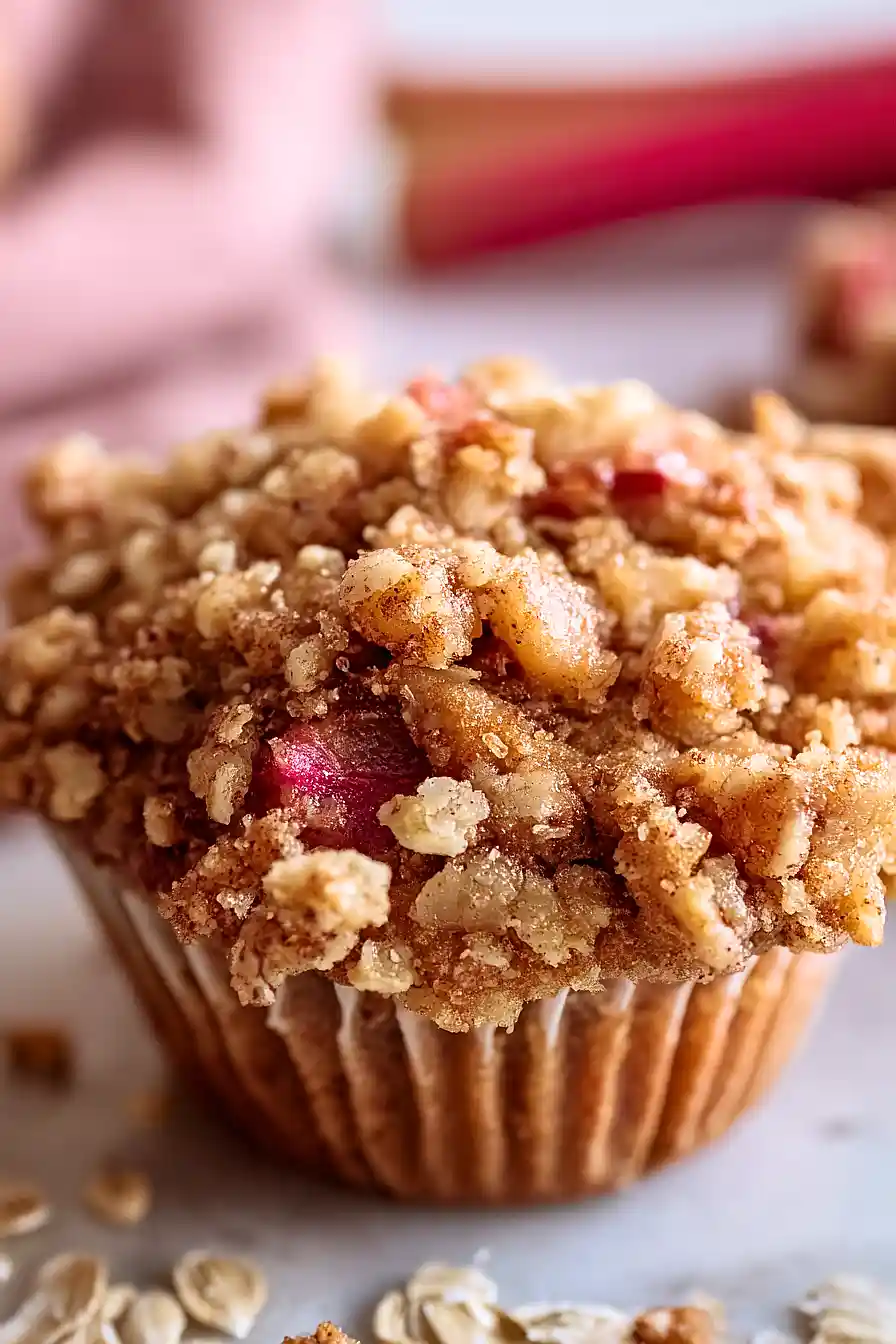 rhubarb crisp muffins