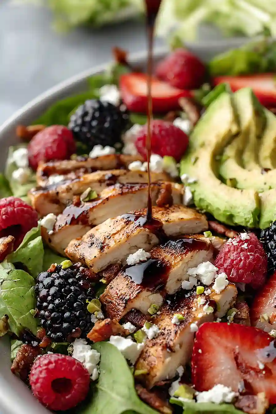 spring mix salad with raspberry dressing